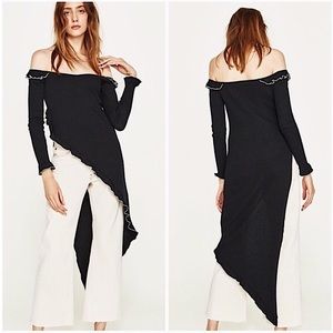 ZARA | BLOGGER ASYMMETRIC RIBBED OFF THE SHOULDER TUNIC